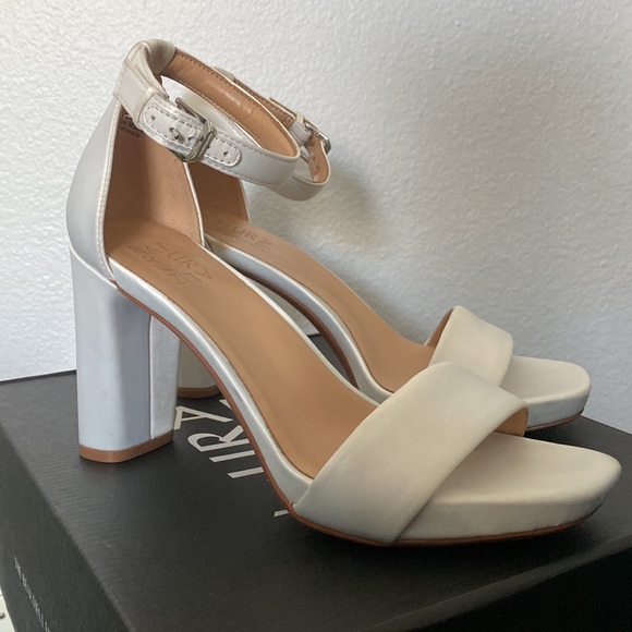 Naturalizer Joy Ankle Strap Sandal- Pearl White Satin - Picture 6 of 10